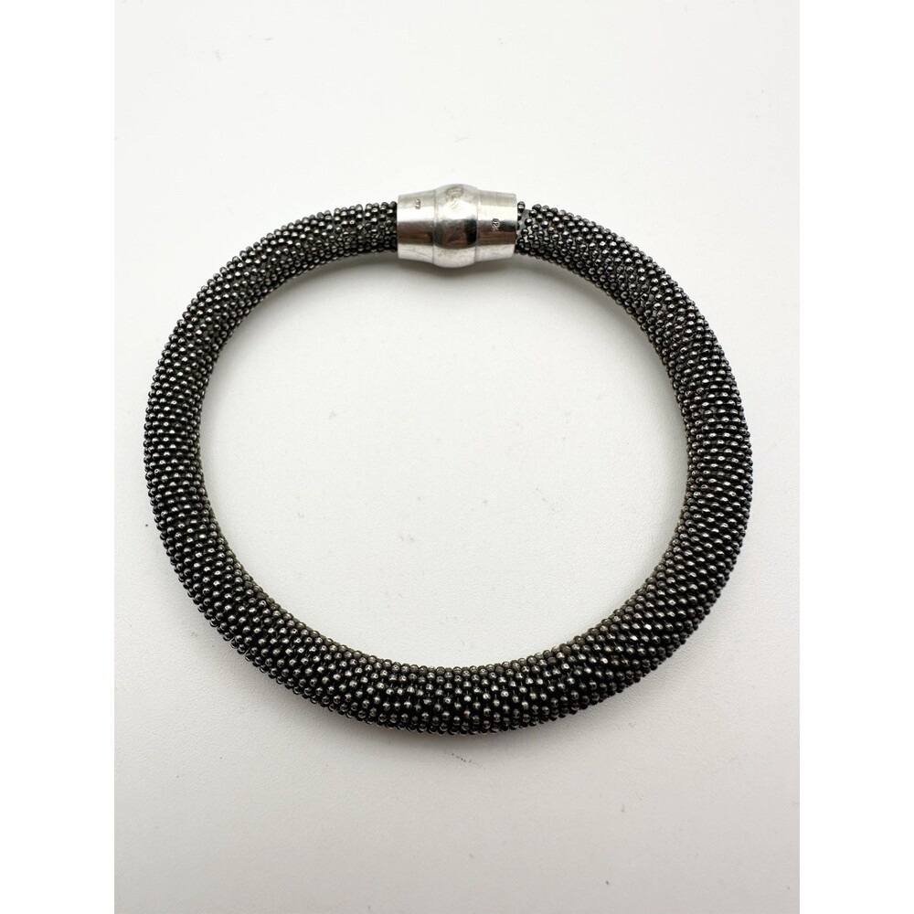 925 Sterling Silver Italian Round Mesh Bracelet, 7.5-Inch, Magnetic Clasp